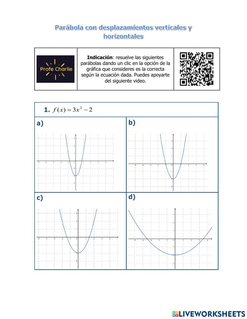 Parábola con desplazamiento vertical y horizontal