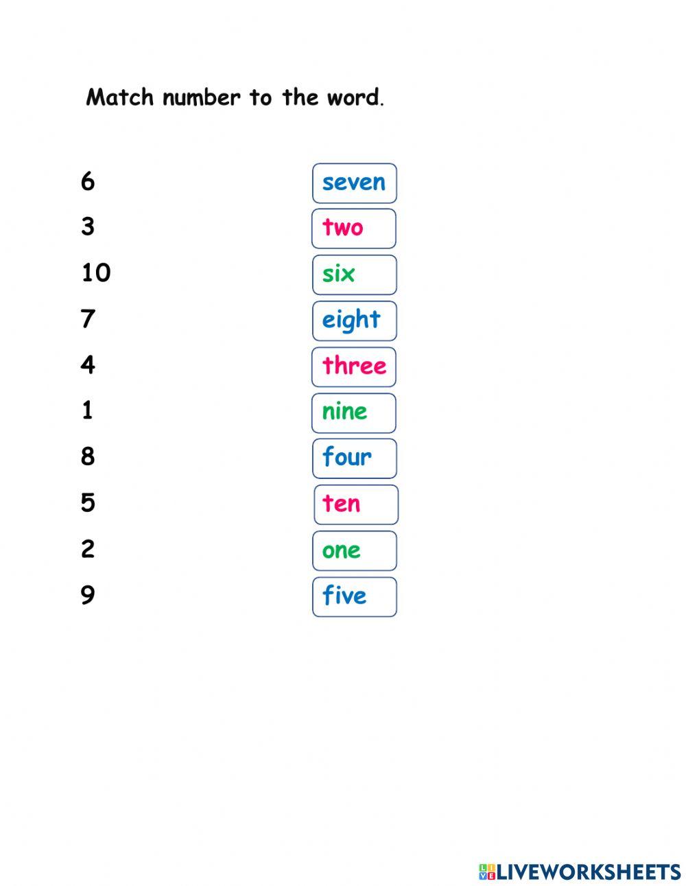 Match the number to the word