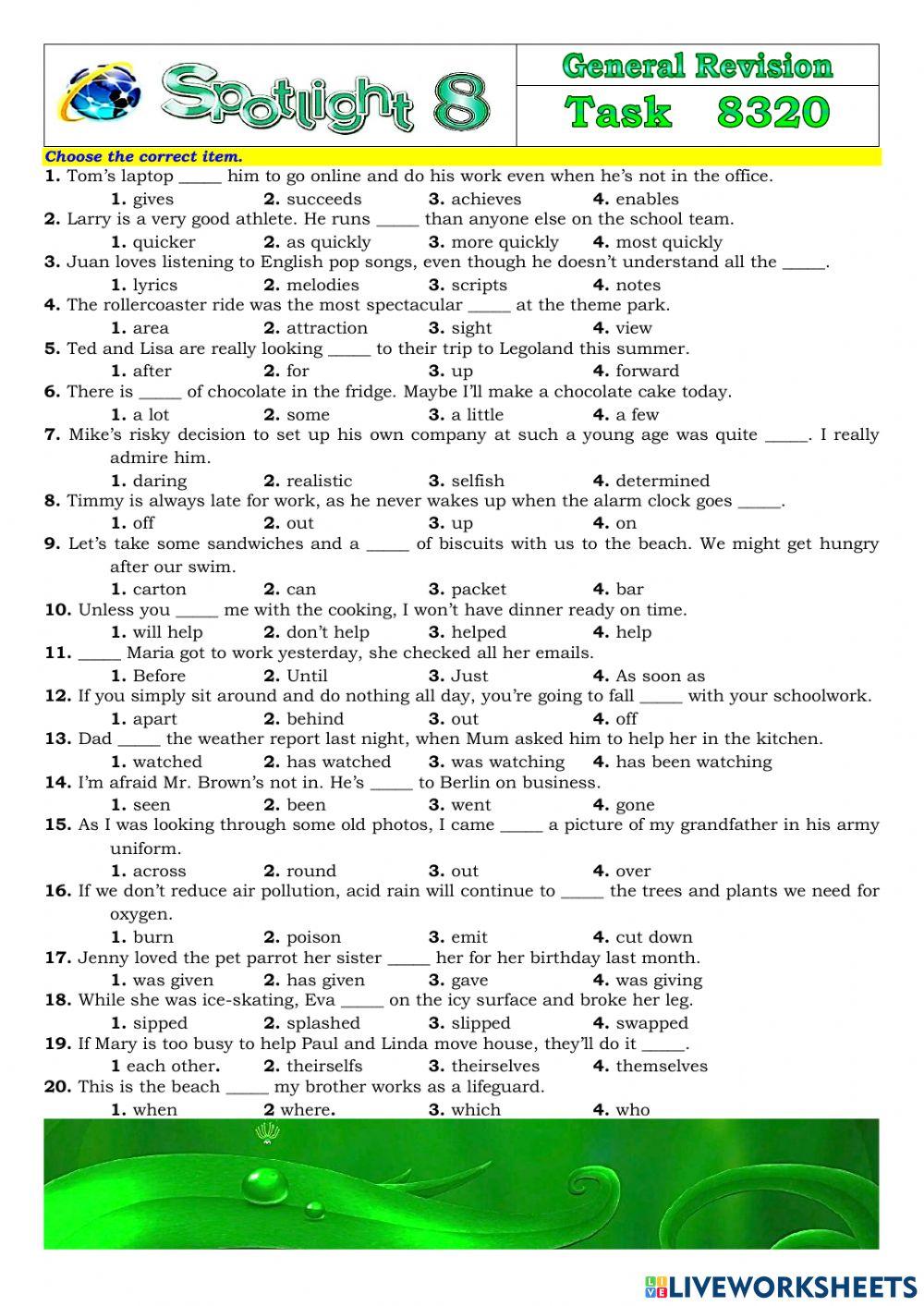 Spotlight 8 Task 8320