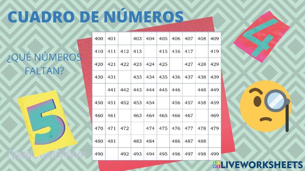 Numeros del 400 al 499