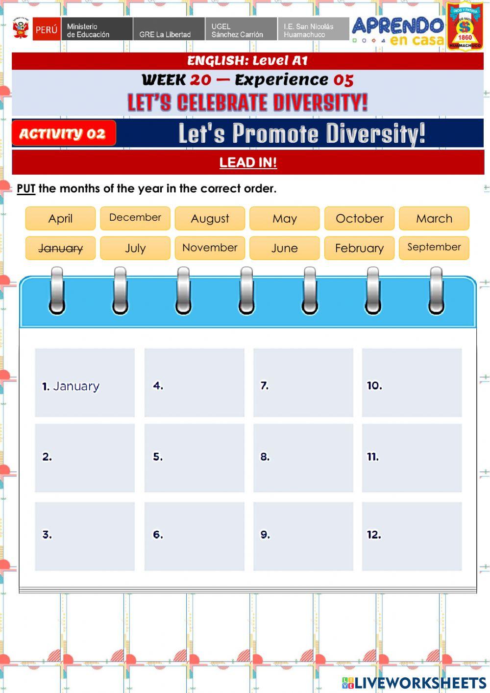 Week 20 - PRE A1 - Experience 5 - Activity 2. Let's Promote Diversity!