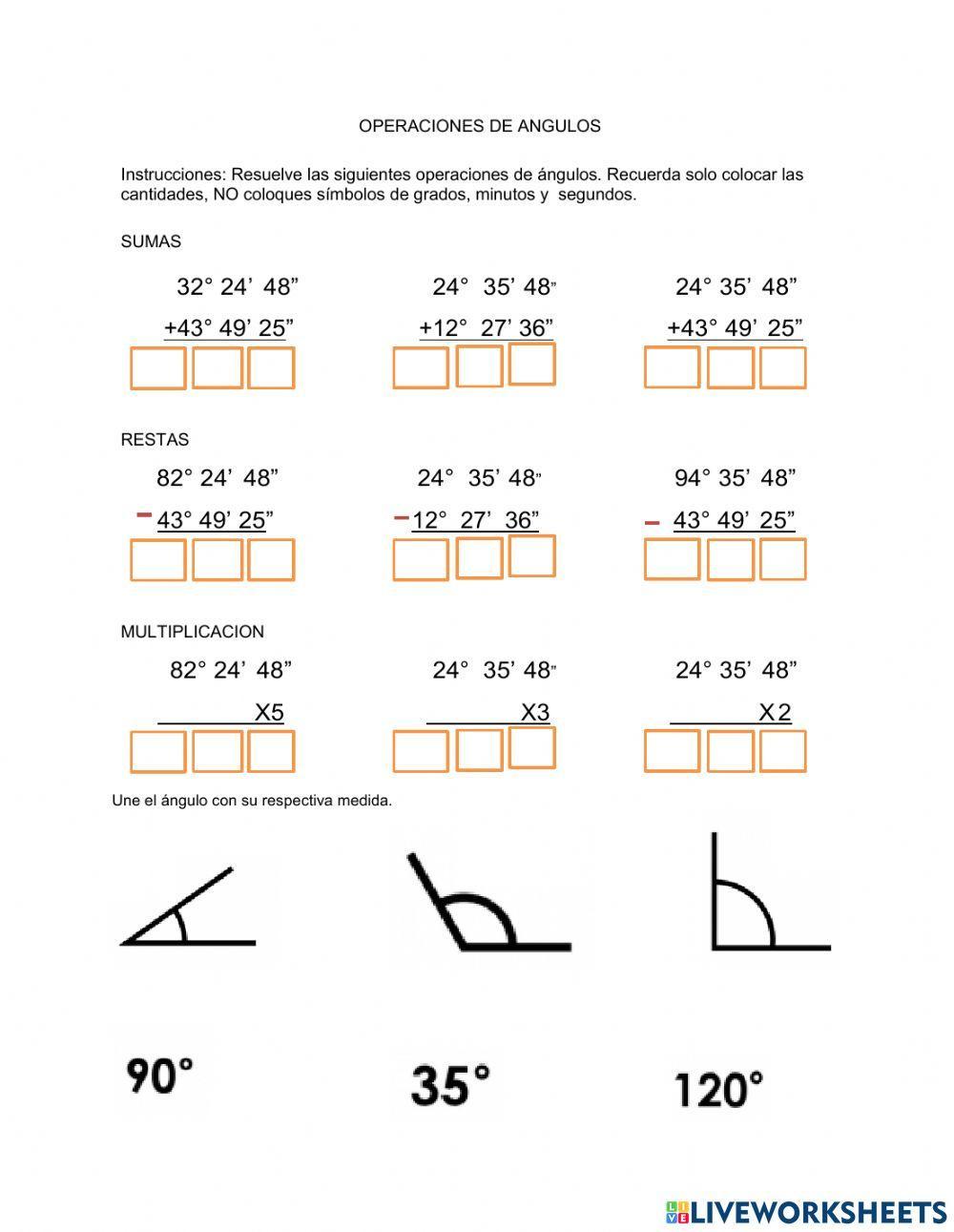 Operraciones de angulos