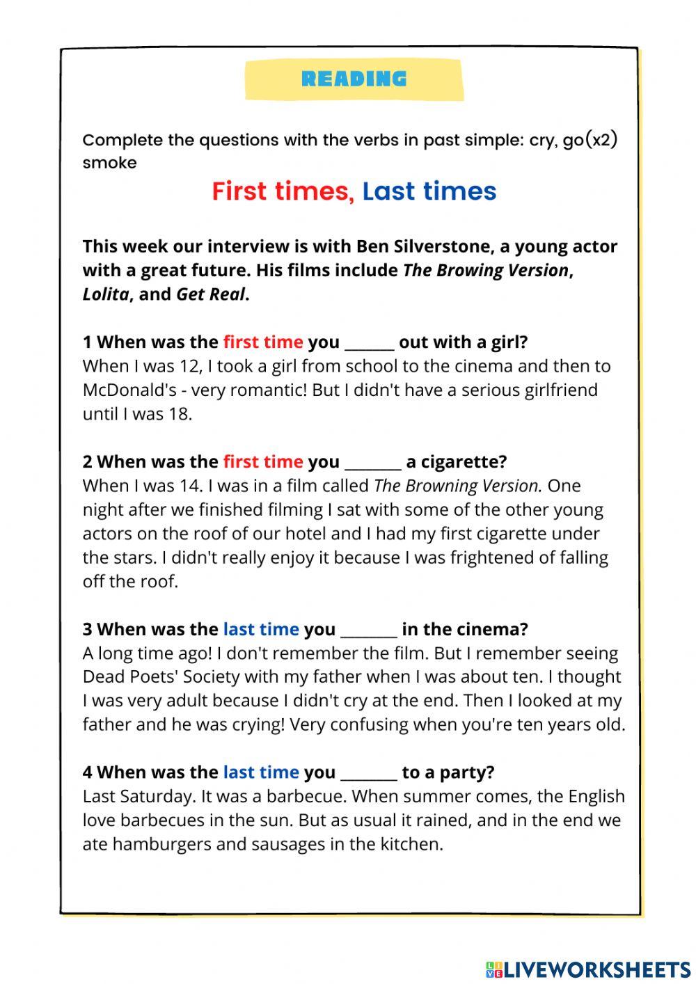 What do you remember?5 worksheet | Live Worksheets