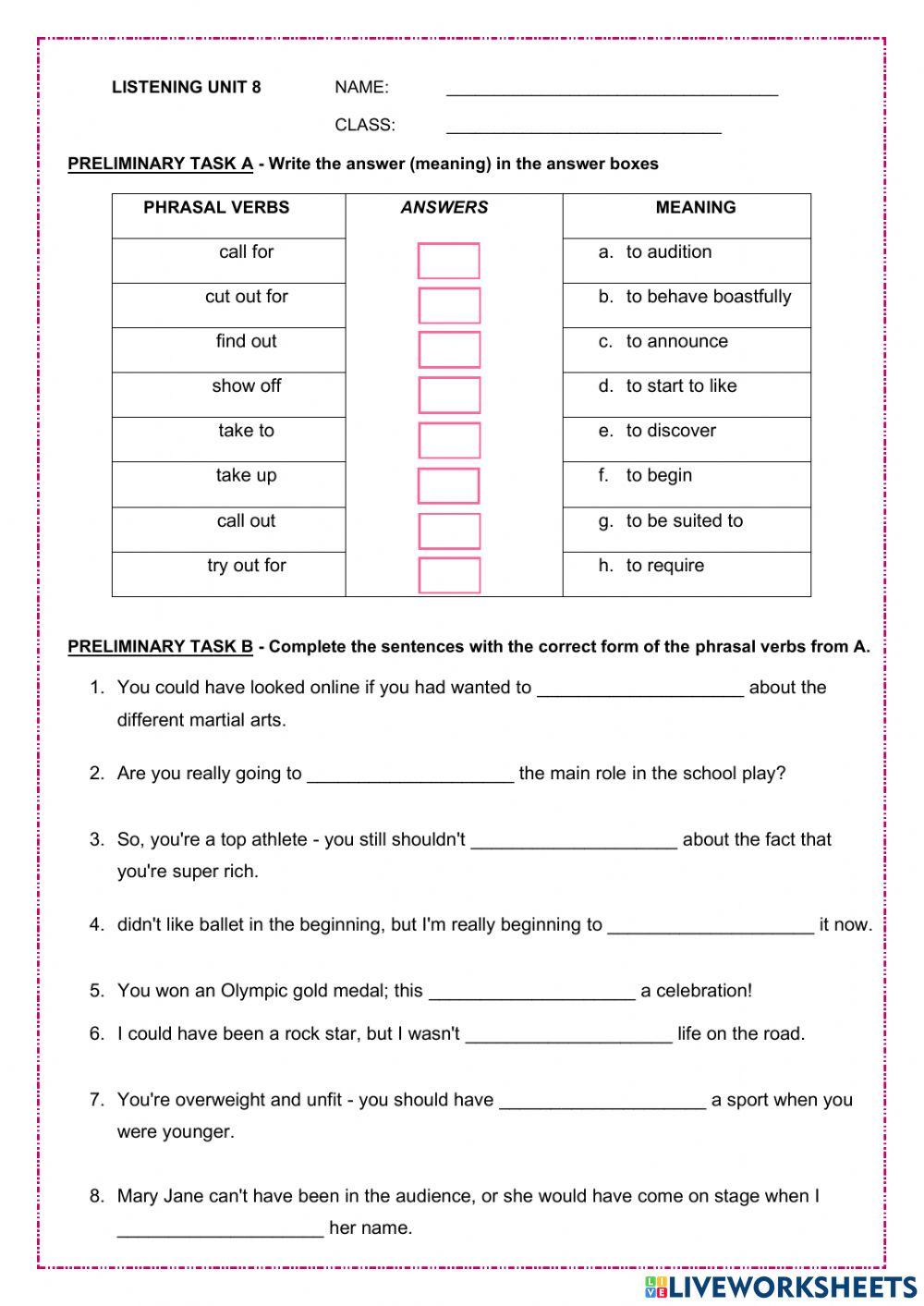 Listening unit 8 form 3