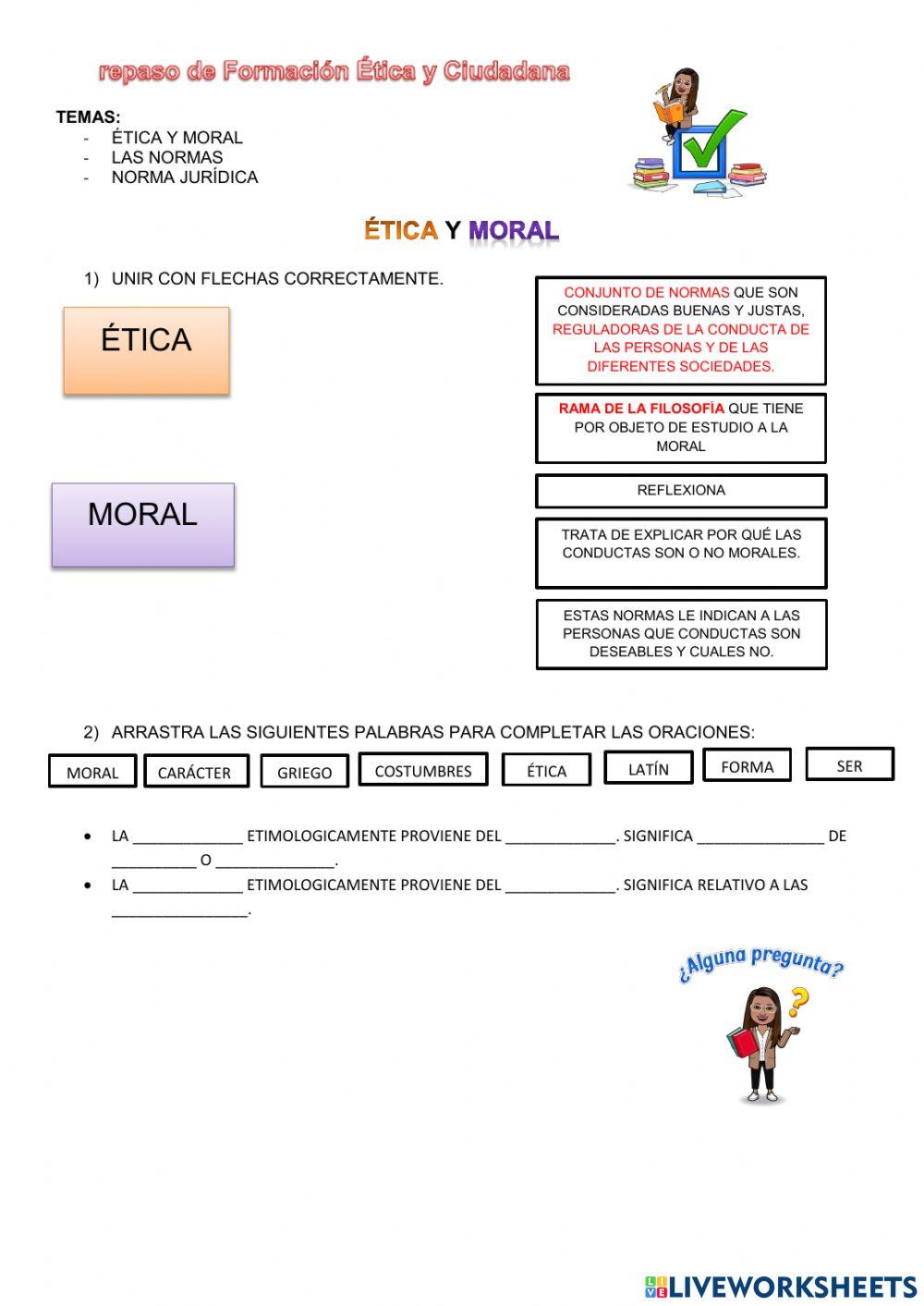 Etica y moral, tipos de normas y norma juridíca