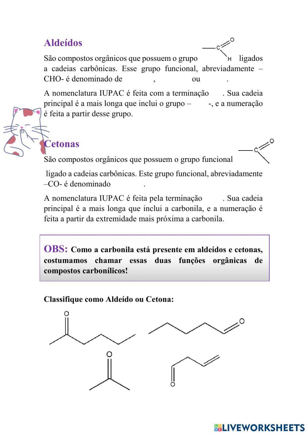 Lista de funções orgânicas oxigenadas