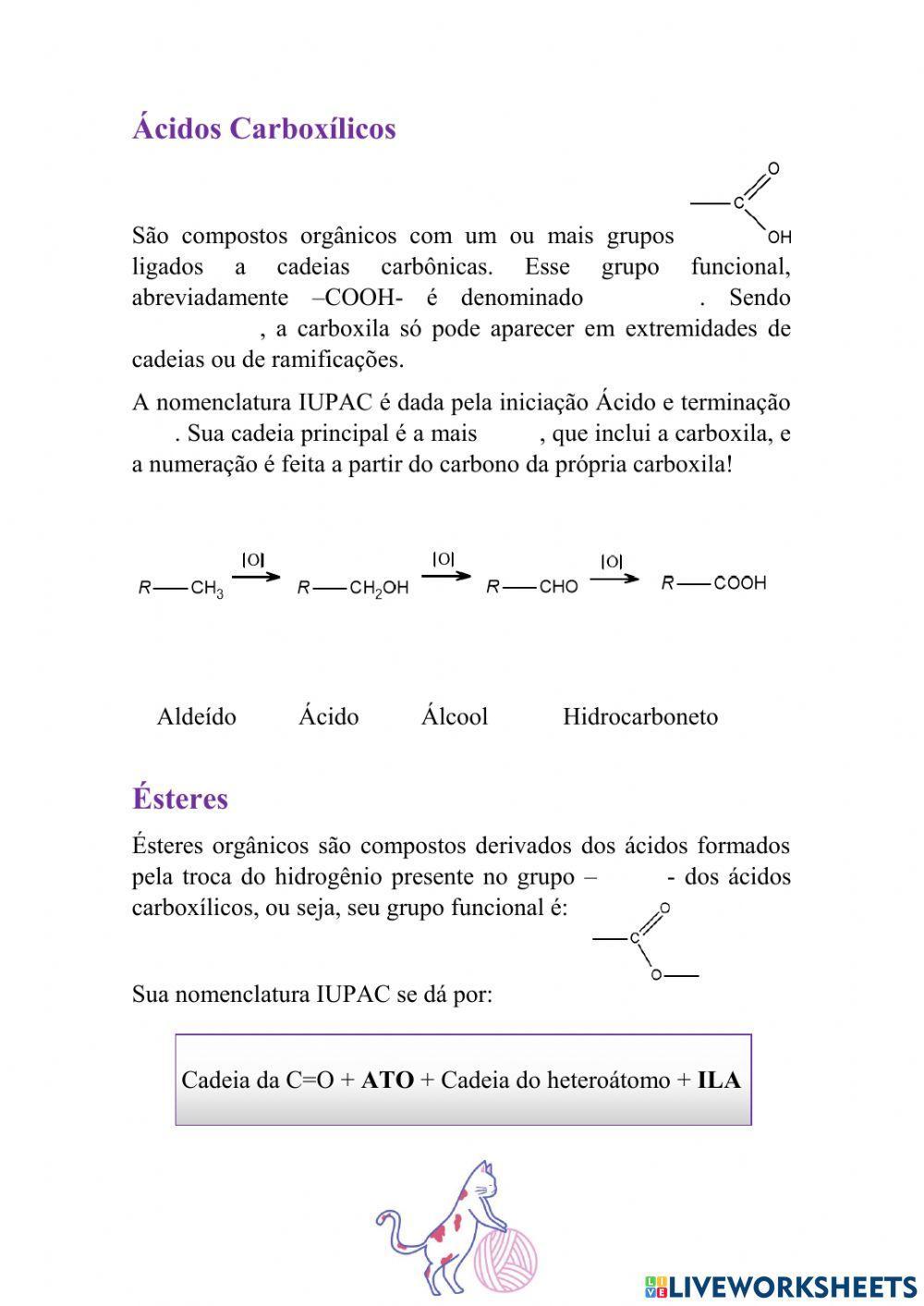 Lista de funções orgânicas oxigenadas