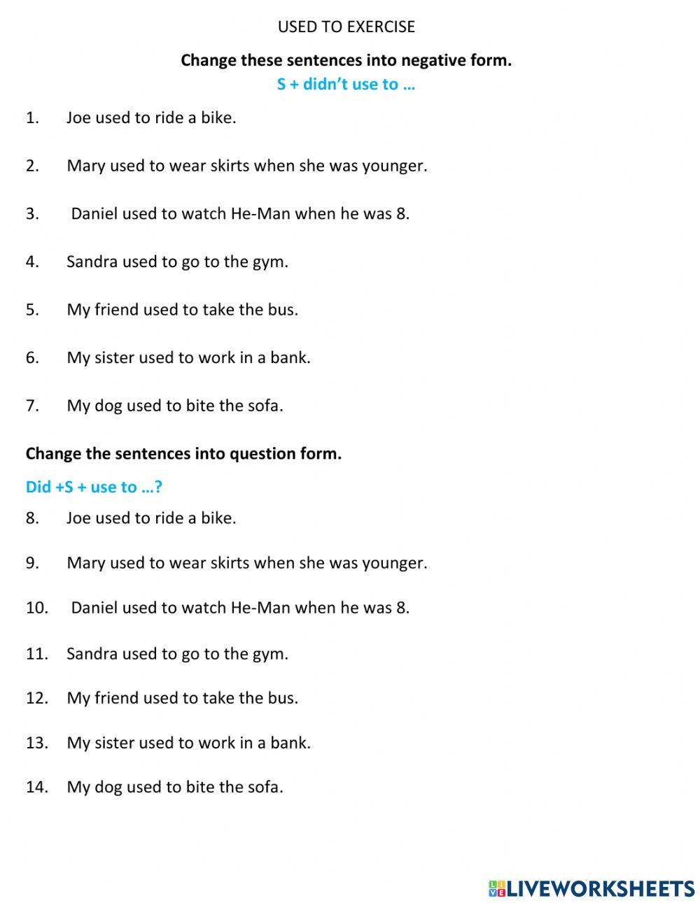 Use to neg and question