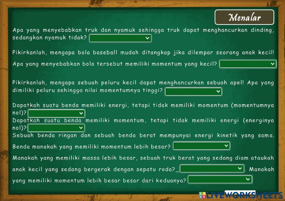 Momentum dan impuls - kegiatan 1 materi 2