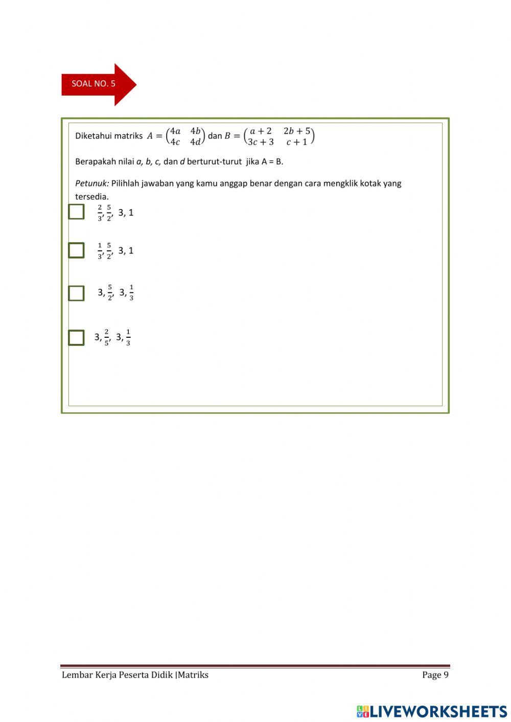 LKPD Matriks Kelas XI