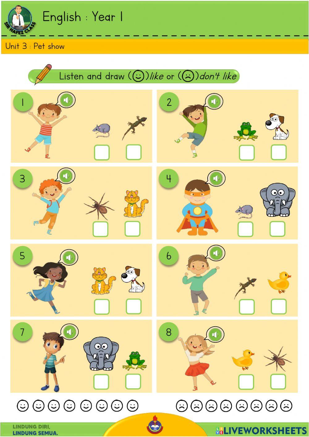 English Year 1 - Pet Show