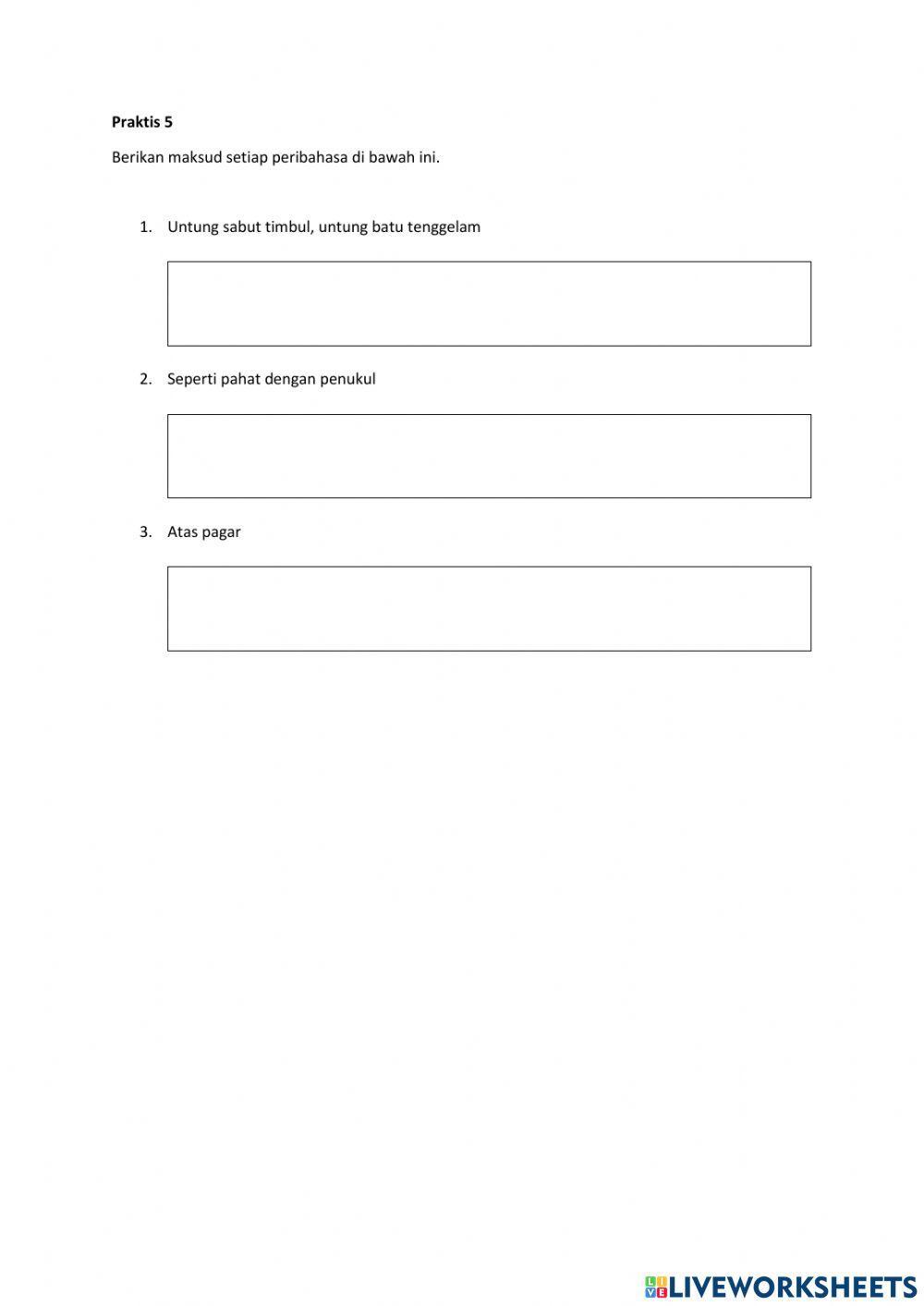 Latihan Peribahasa Tingkatan 4