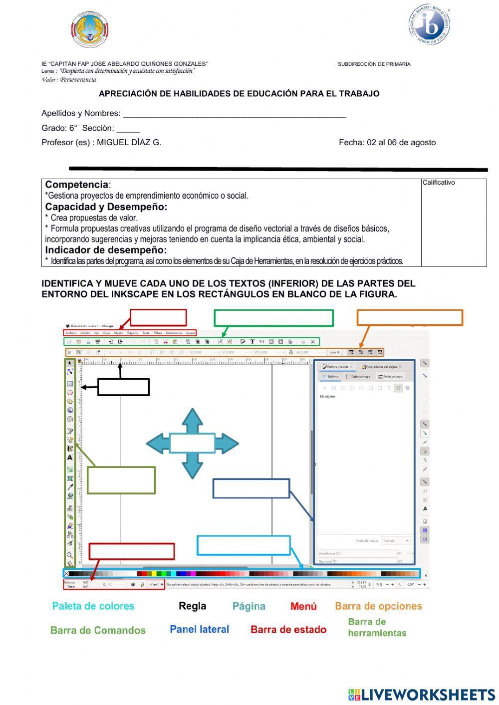 Elementos de la ventana de inkscape Elementos de la ventana de inkscape