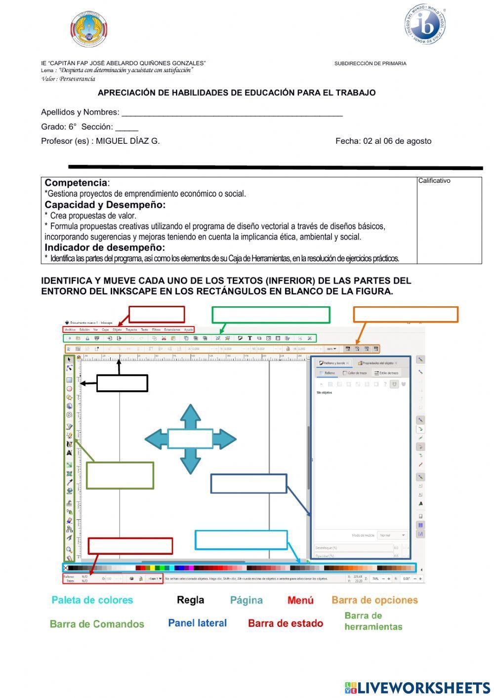 Elementos de la ventana de inkscape