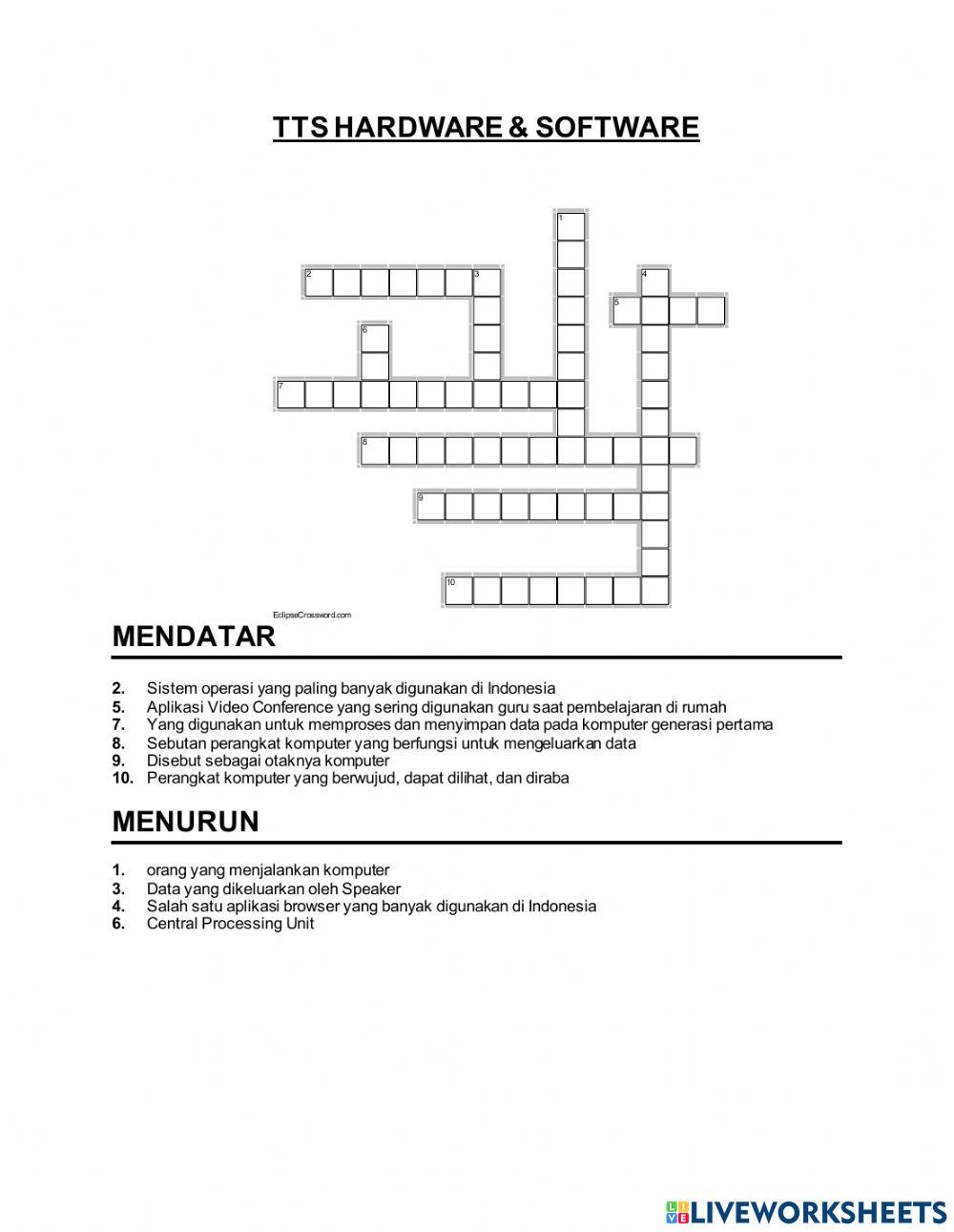 Quiz hardware & software worksheet | Live Worksheets