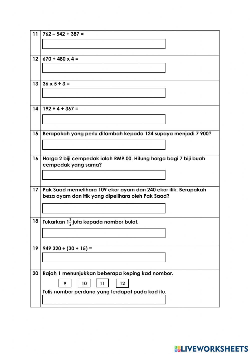 Ulangkaji Nombor & Operasi