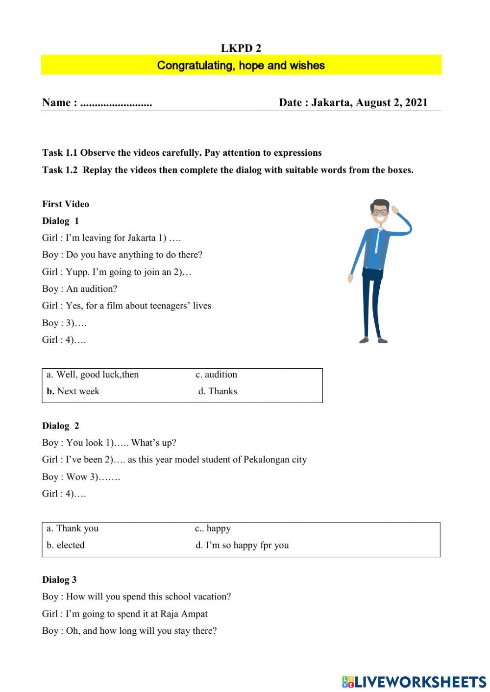 Lkpd 2 kd. 3.1 congratulating, hope and wishes