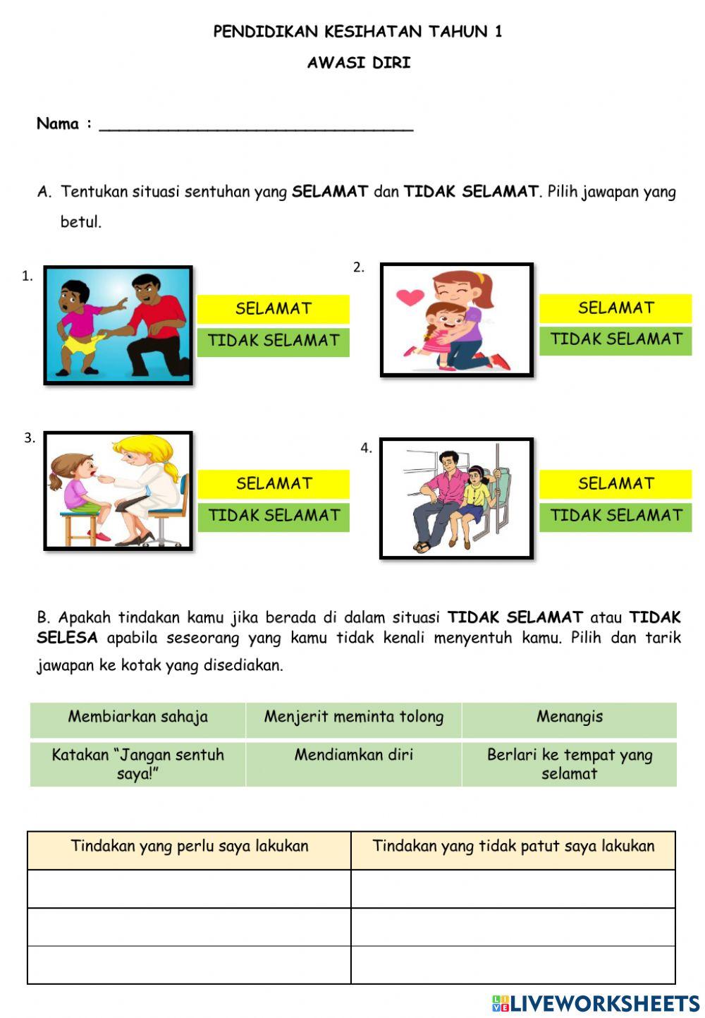 Pendidikan kesihatan tahun 1 : awasi diri