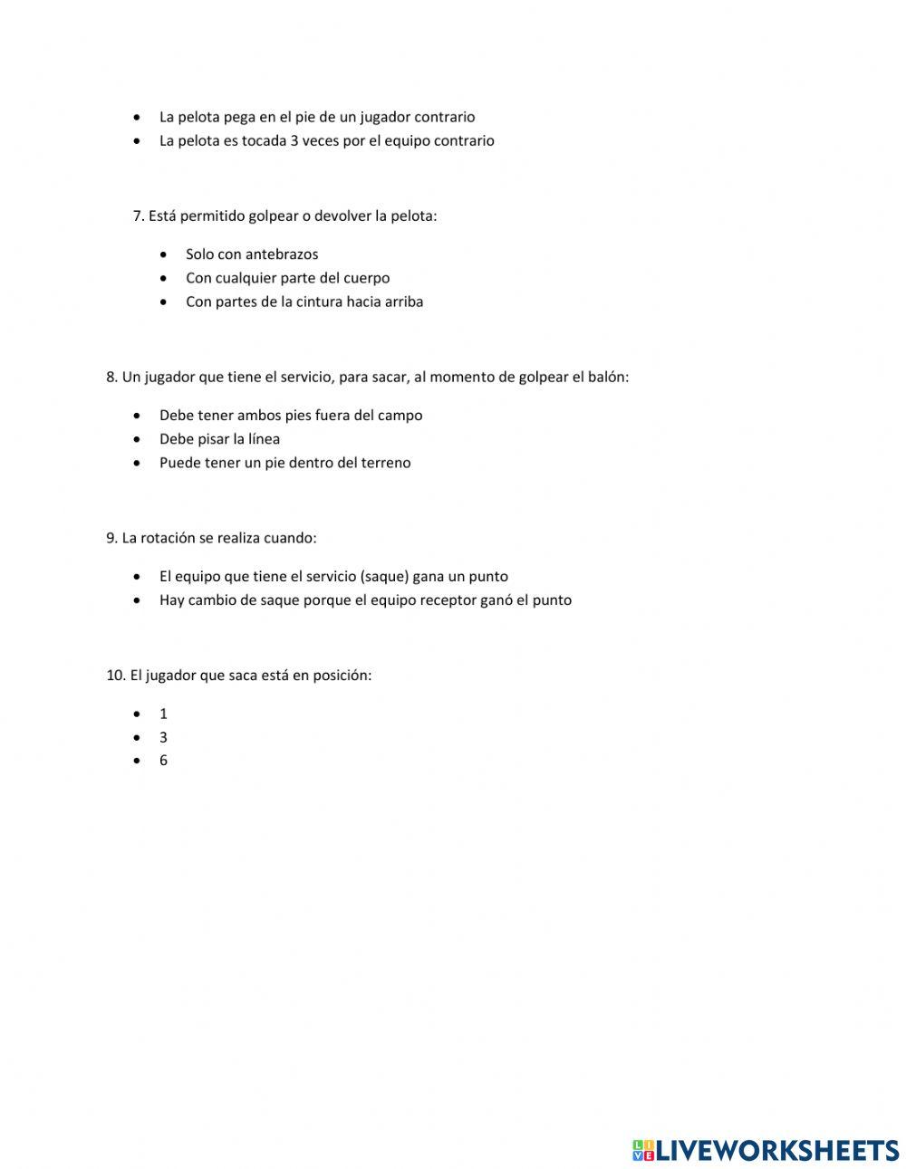 Multiple choice v ley 123 online exercise for live worksheets