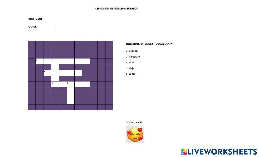 Teka teki VOCABULARY