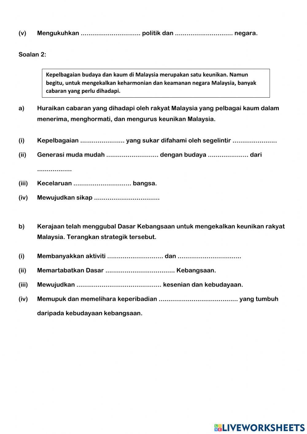 Latihan PBD Unit 11: Keunikan Rakyat Malaysia