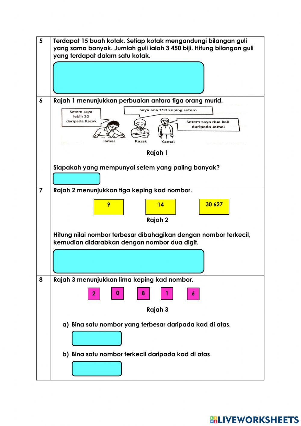 Penyelesaian Masalah Nombor dan Operasi