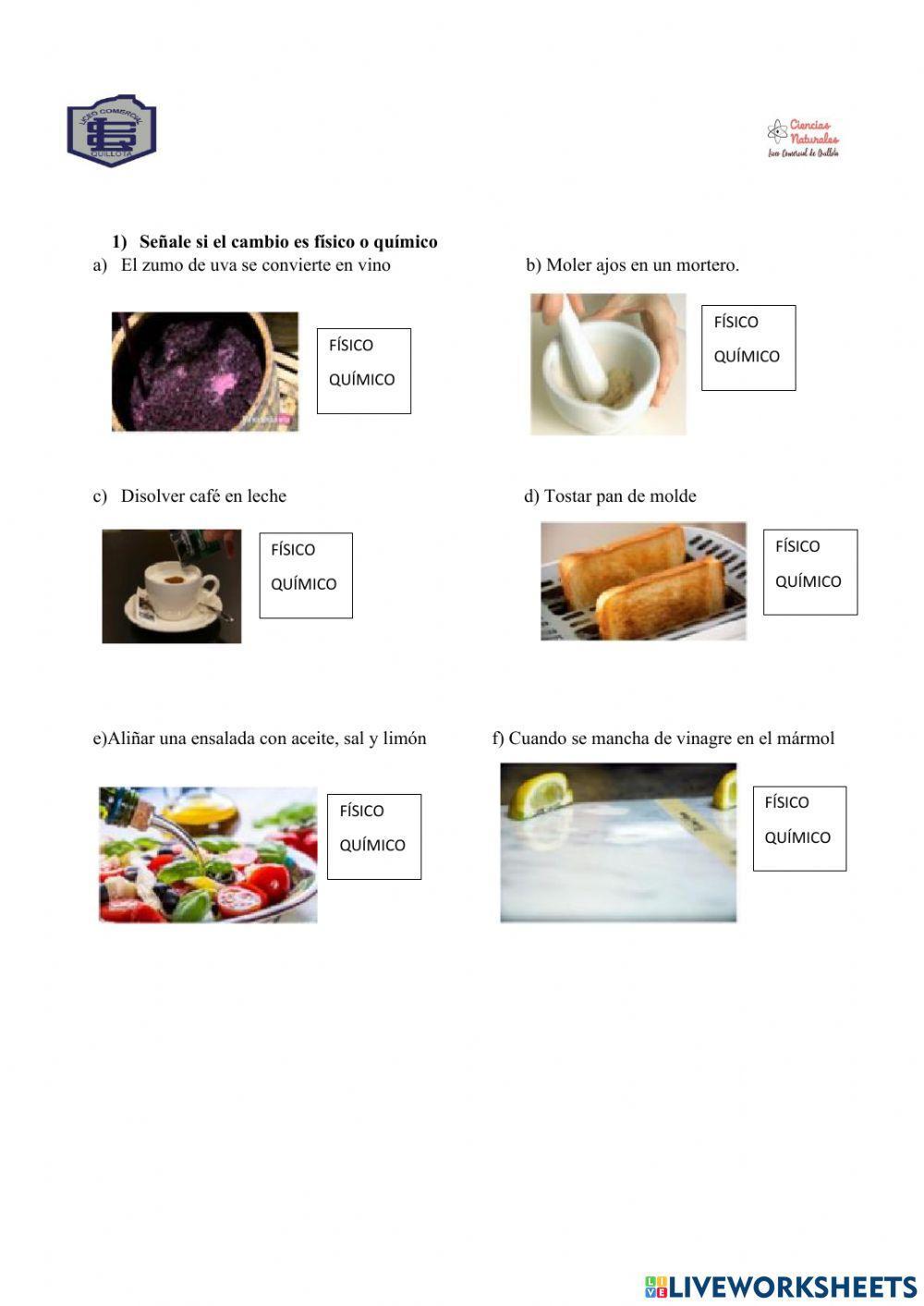 Cambios  y componentes de una ecuación química