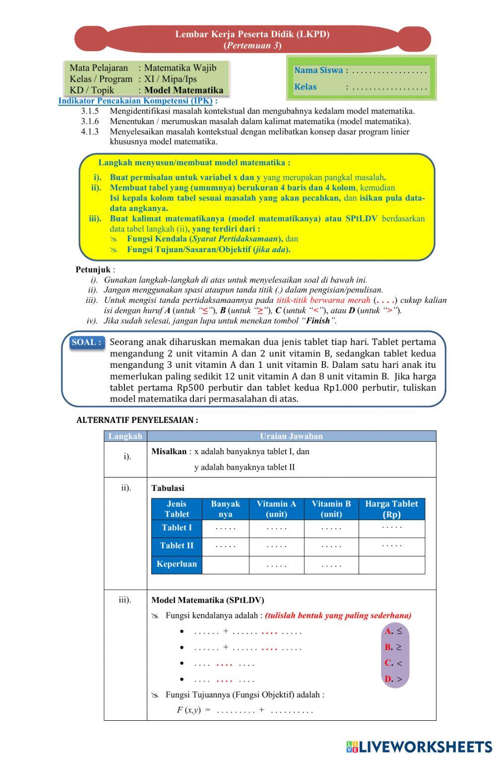LKPD Model Matematika