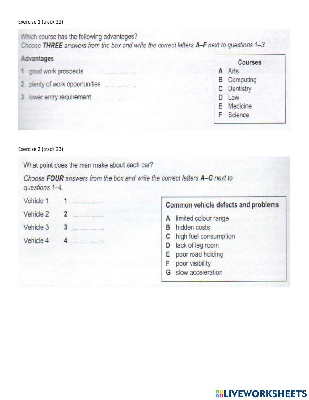 Matching - IELTS listening