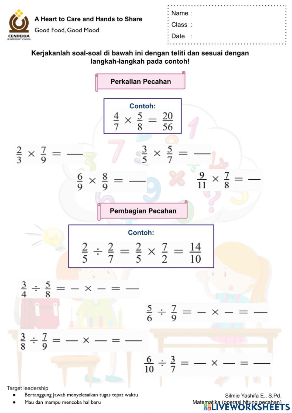 Perkalian dan Pembagian Pecahan