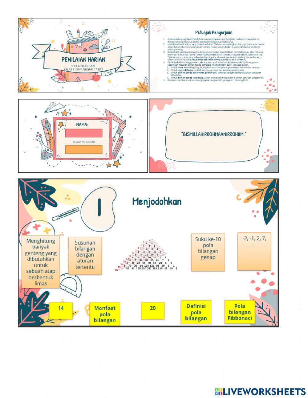 Penilaian harian pola bilangan