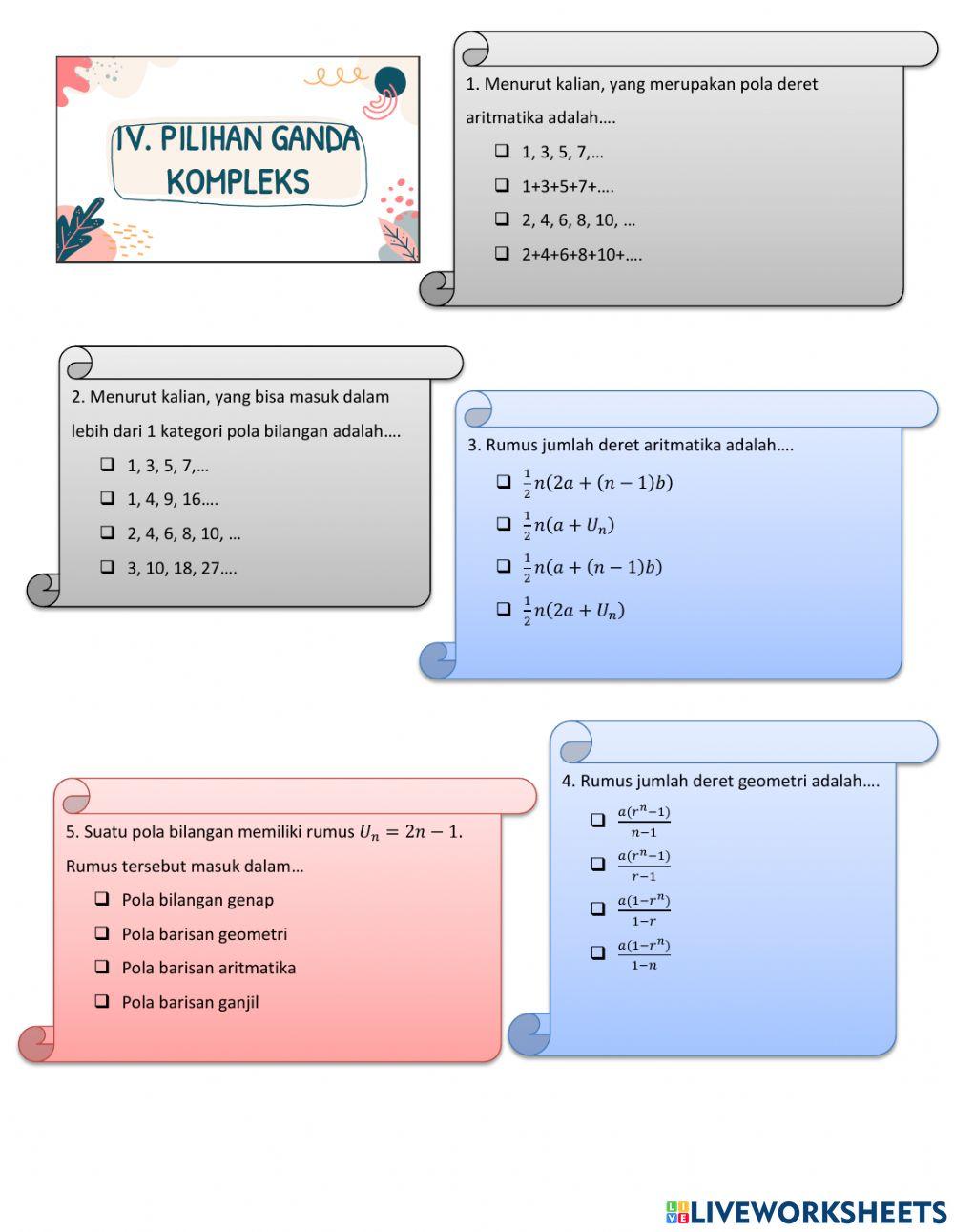 Penilaian harian pola bilangan