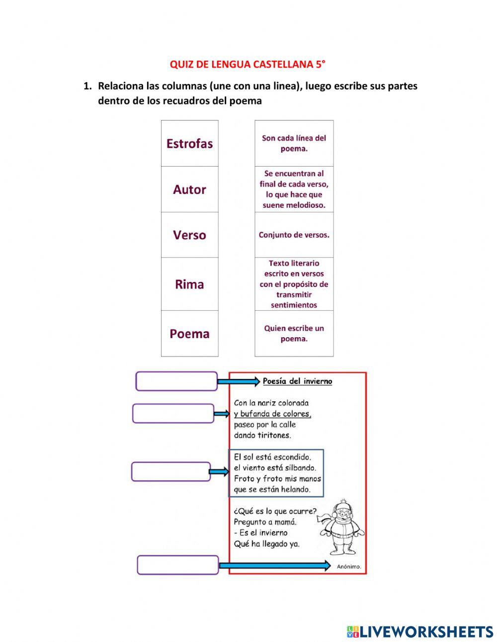Quiz lengua 5° tercer periodo