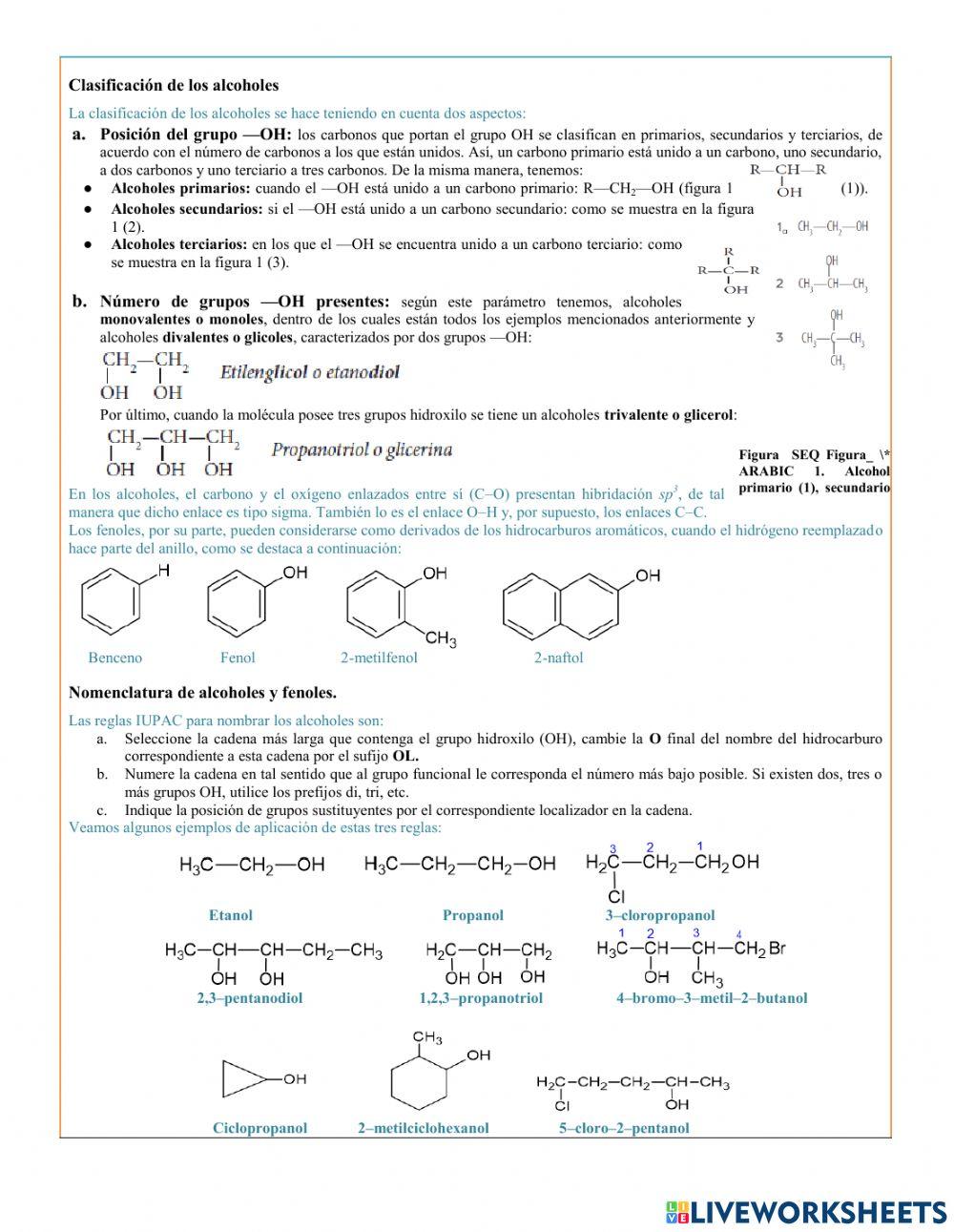 Alcoholes, fenoles y éteres