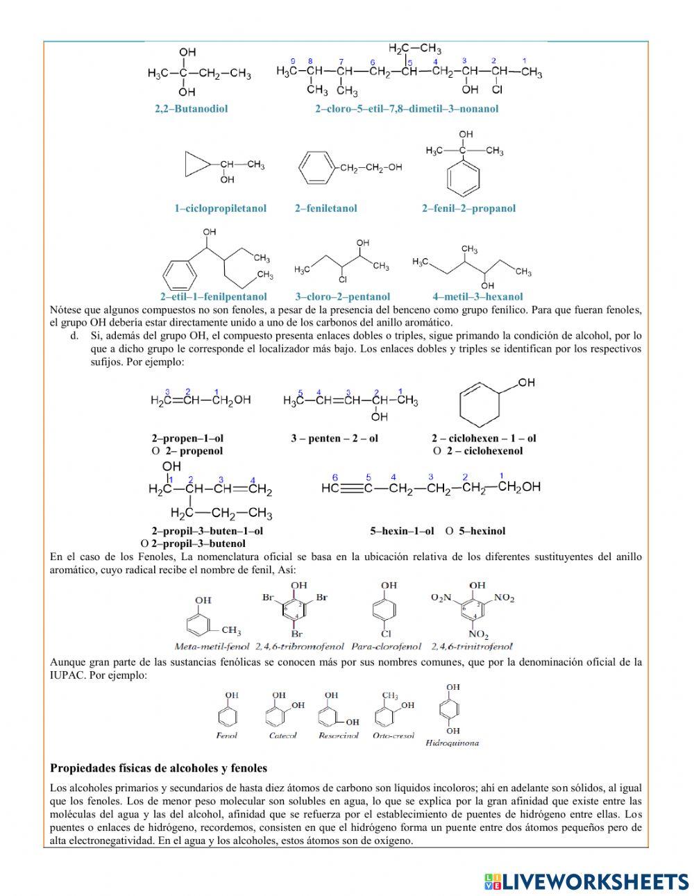 Alcoholes, fenoles y éteres