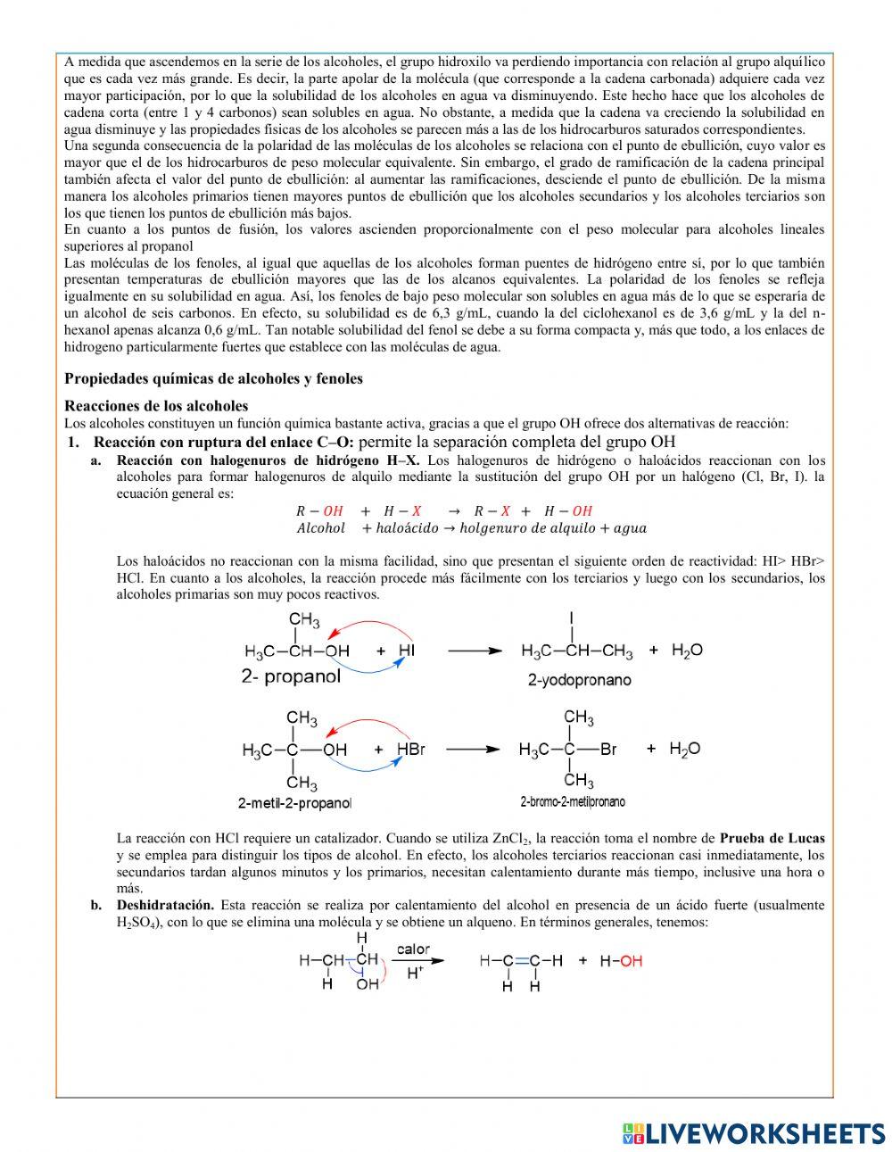 Alcoholes, fenoles y éteres