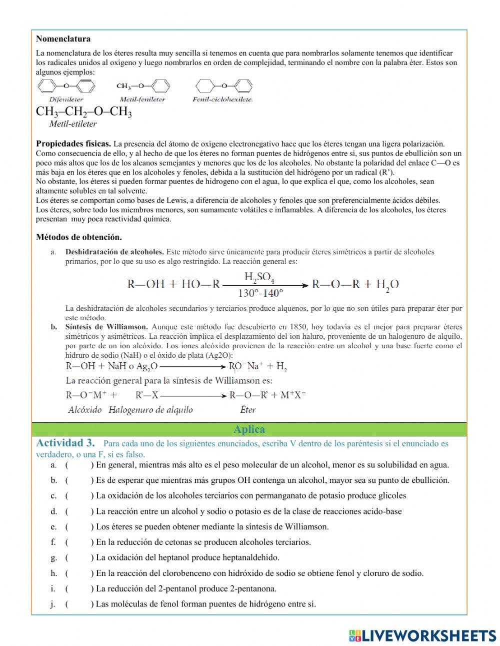 Alcoholes, fenoles y éteres