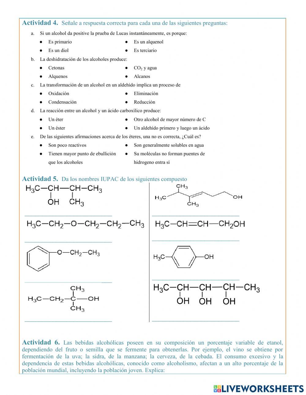 Alcoholes, fenoles y éteres