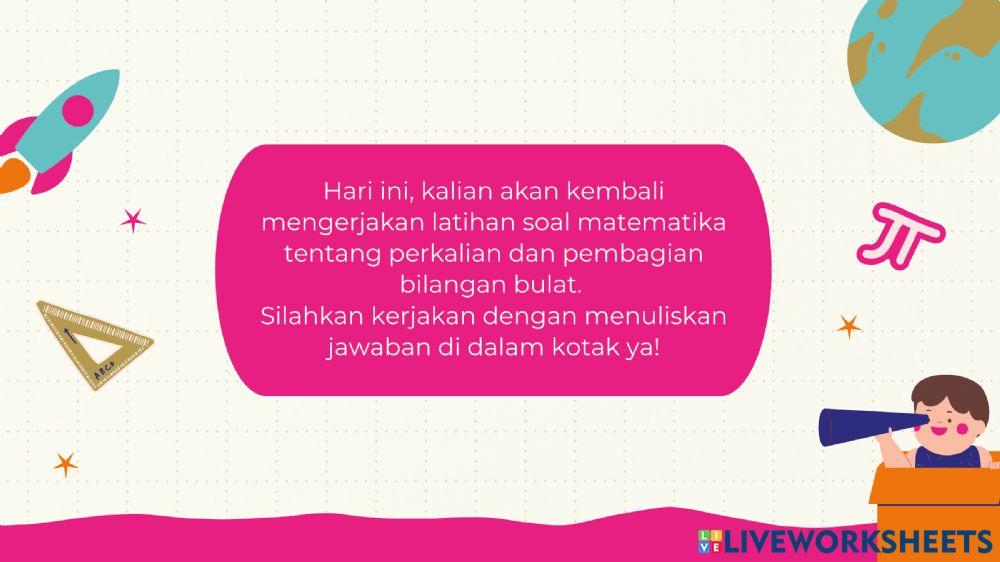 Latihan perkalian dan pengurangan bilangan bulat