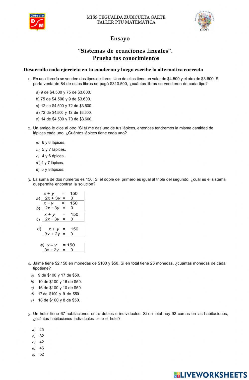 Ensayo SISTEMAS DE ECUACIONES