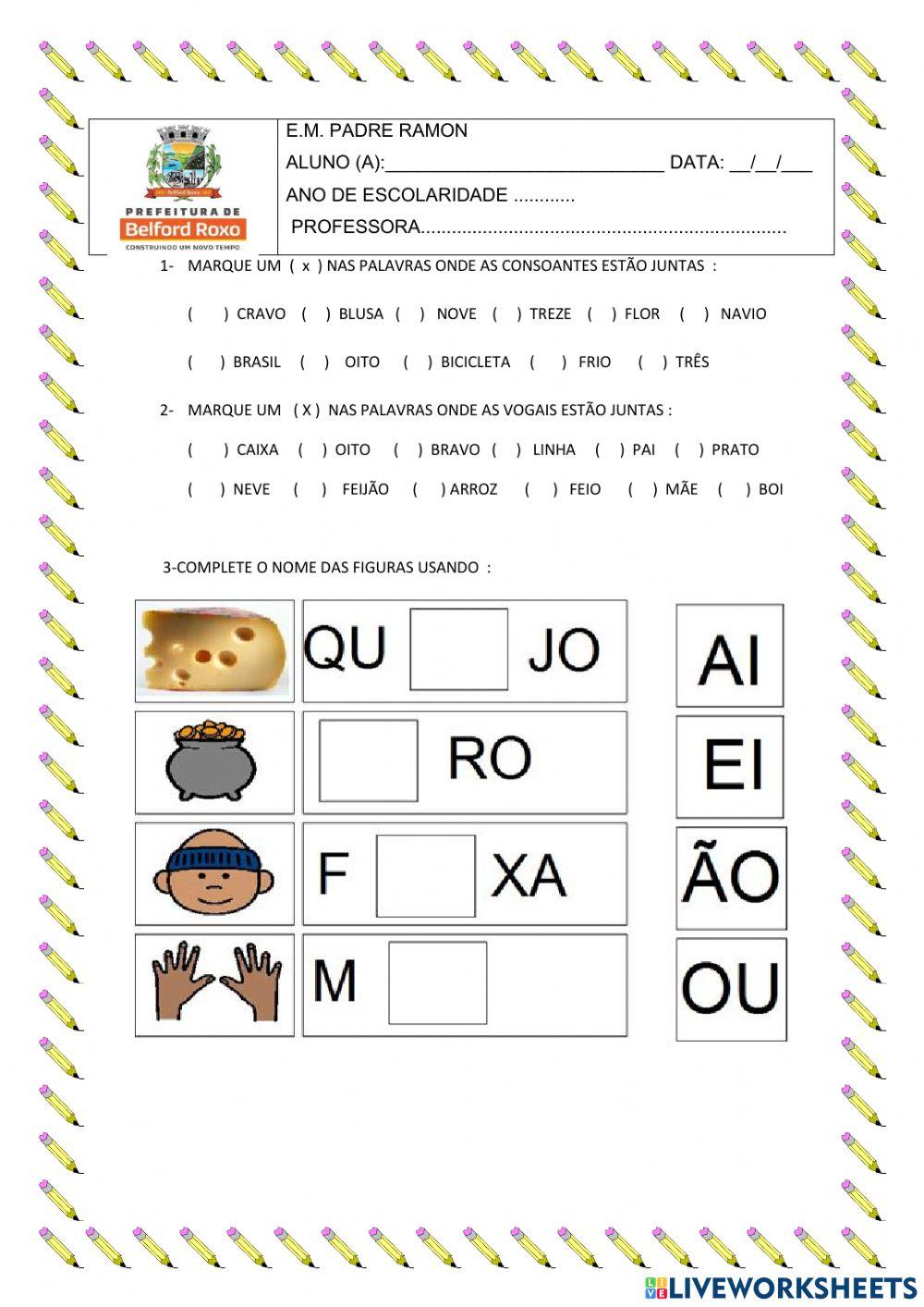 Encontro vocálico e encontro consonantal