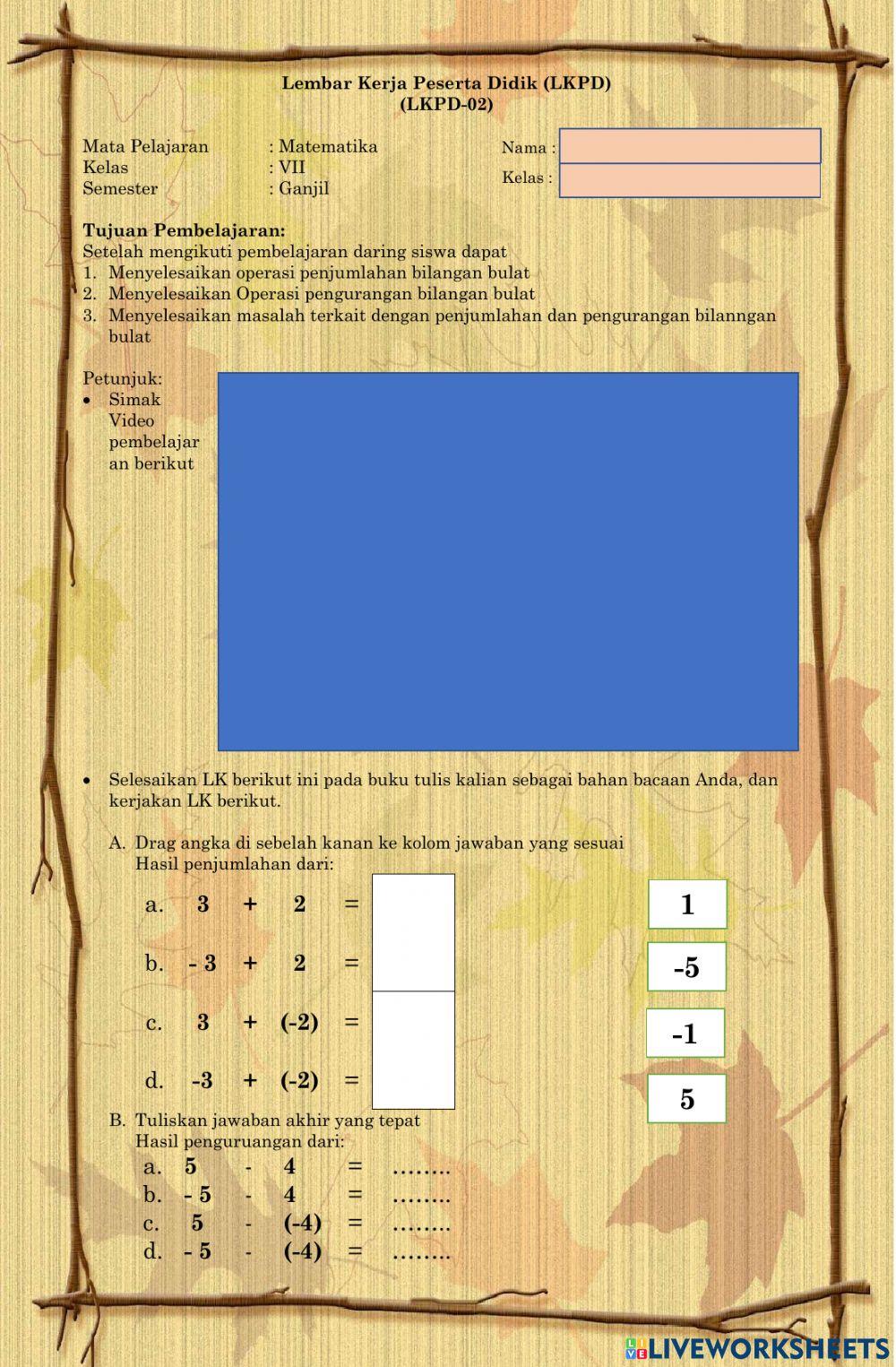 02-Operasi Penjumlahan dan Pengurangan Bilangan Bulat