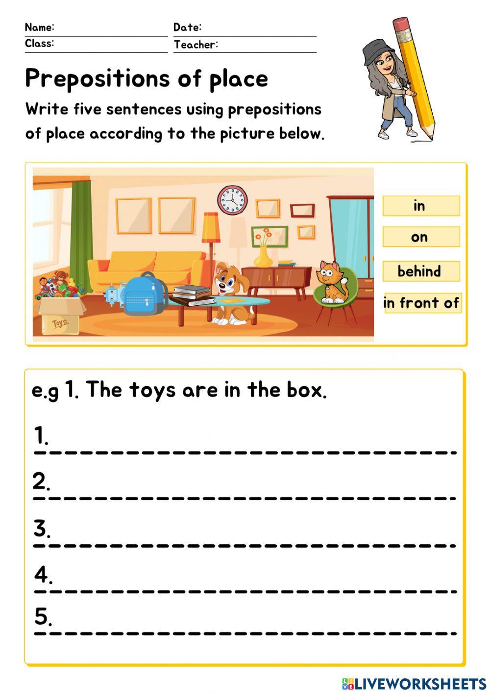 Prepositions of place Nurunajihah Live Worksheets
