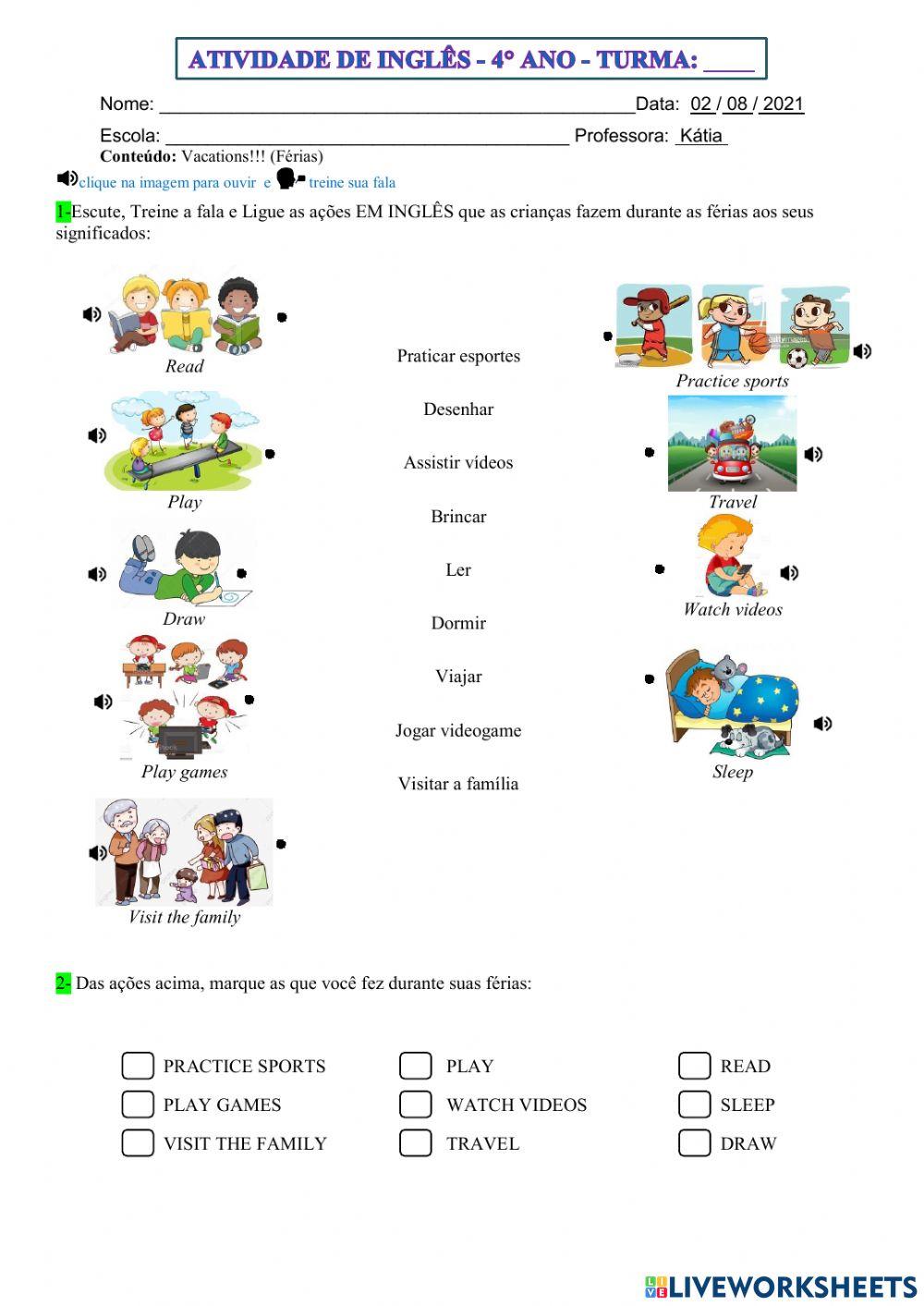 4° ano - INGLÊS - 02-08-21