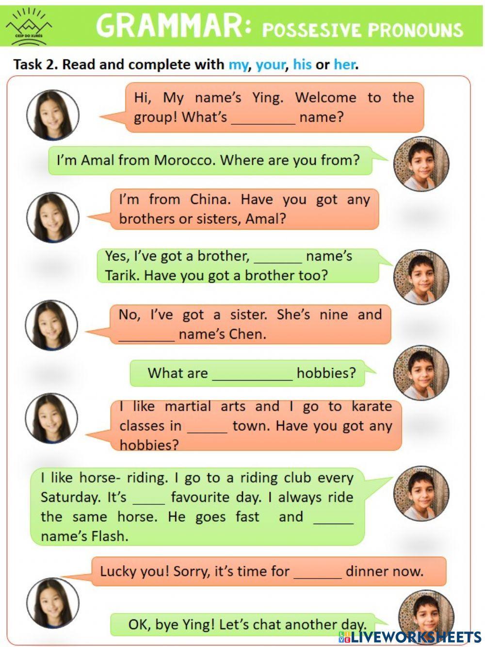 Grammar: Possessive adjectives 2