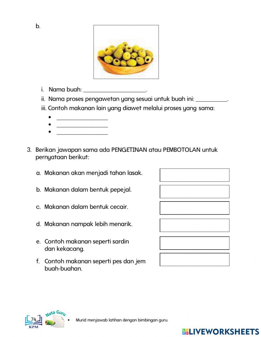 LAtihan Ulangkaji Bab Pengawetan Makanan