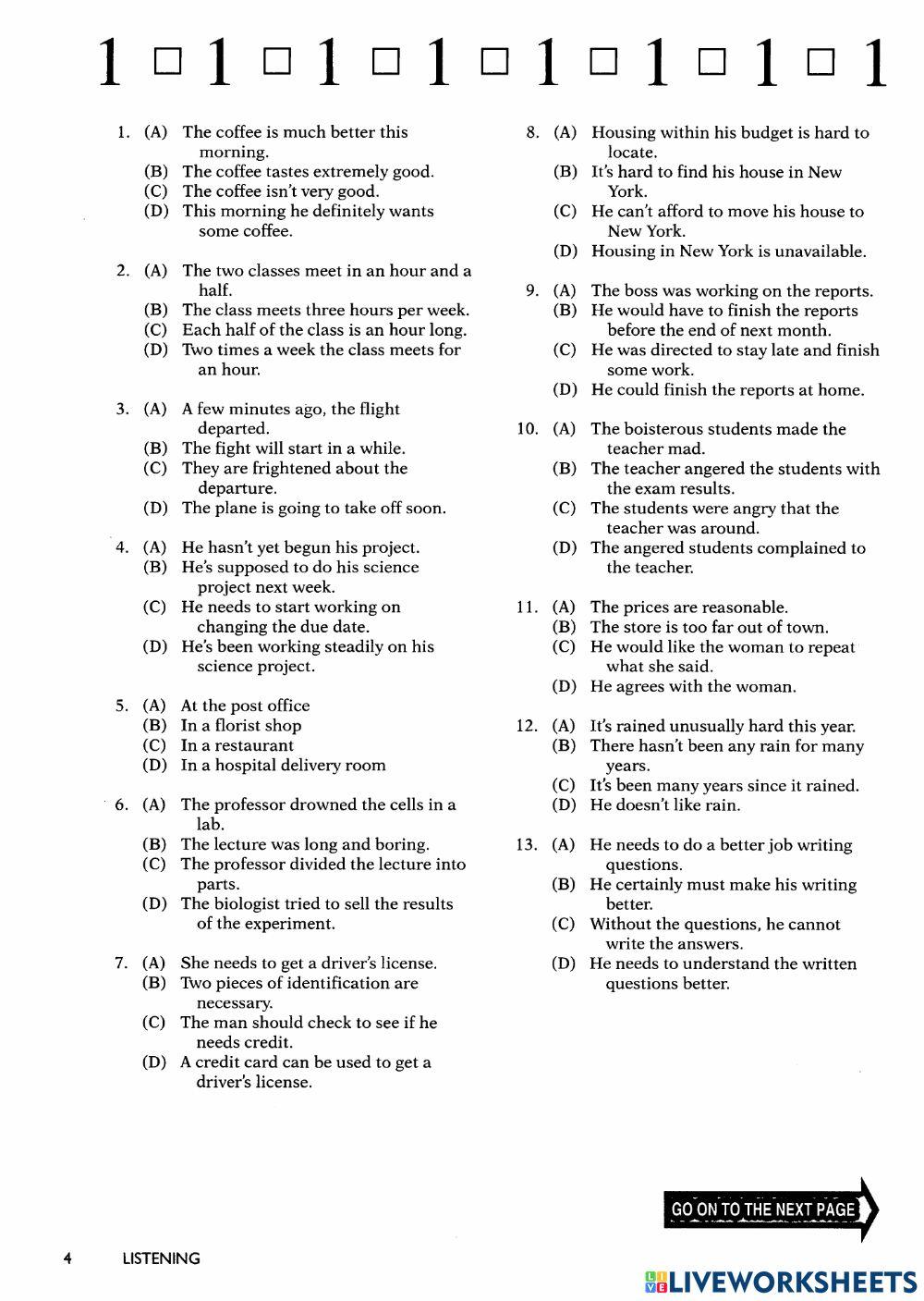 Listening Practice Part A