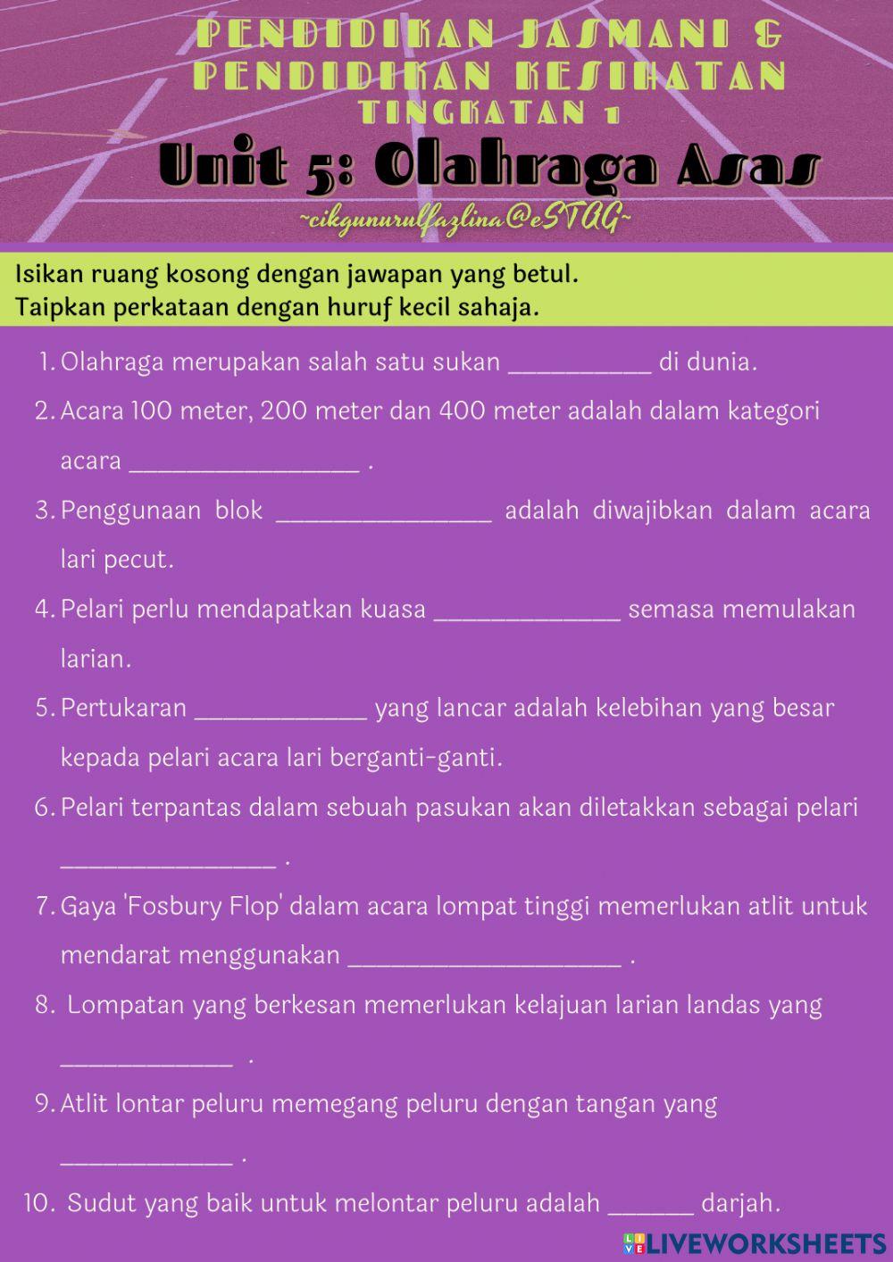 Unit 5: olahraga asas