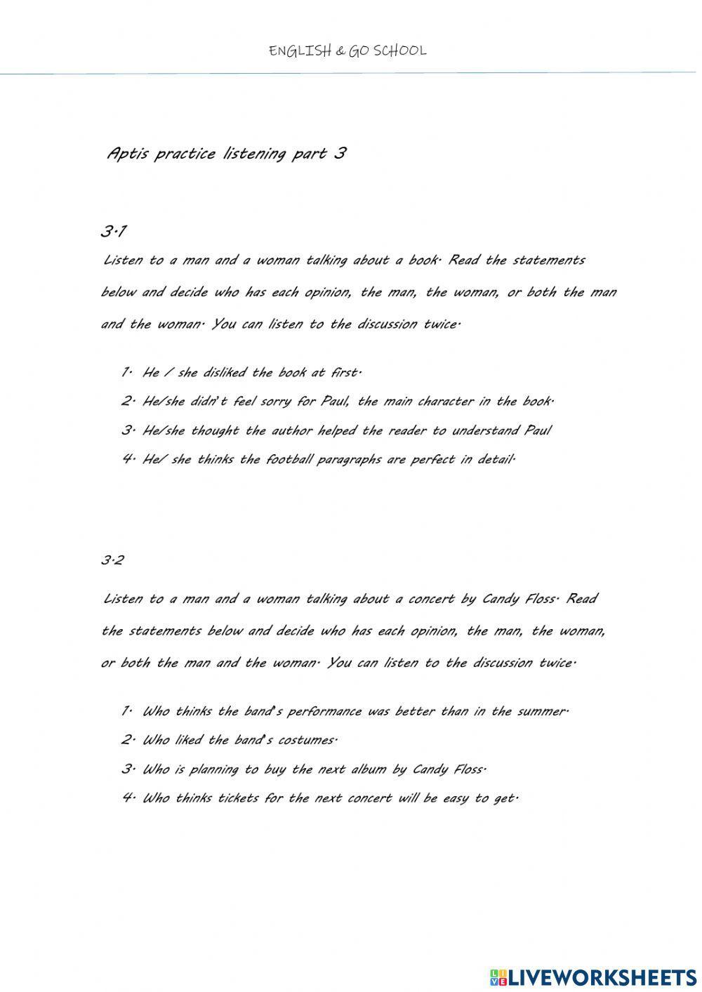 listening aptis part 3