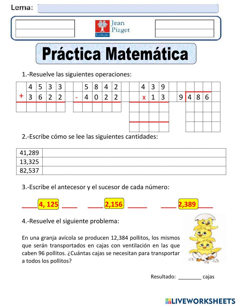 JP Practica 1 Matematicas 6to